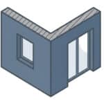 Diagram of a projecting corner: external edge of a wall or a column