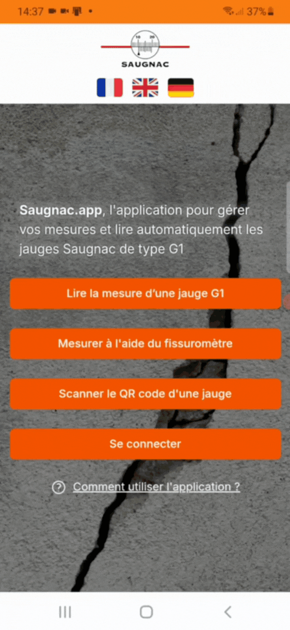 Saugnac application - Automatic reading