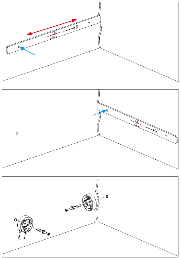 Single-axis fitting template of the E1 gauge used to fix the mounting plates in a 90° corner