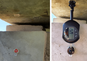 E1 crack meter on the riverbank