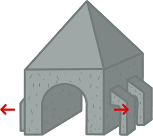 Wall spreading in a church structure