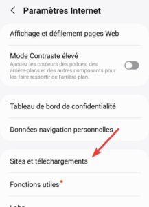 Samsung browser settings